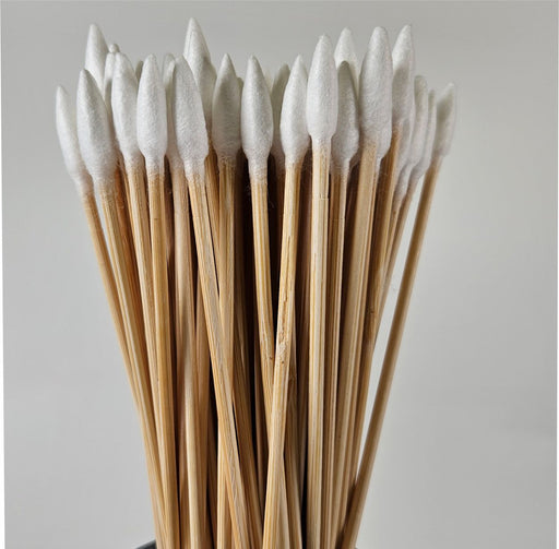 AMERICAN RECORDER Pointed Tip Cotton Swab on 6 inch Wooden Stick - bag of 100 - AMERICAN RECORDER TECHNOLOGIES, INC.