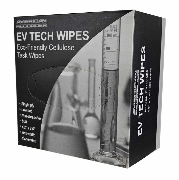 Eco-friendly Cellulose EV TECH TASK WIPES - 4.2 inch x 7.6 inch, box of 280 - AMERICAN RECORDER TECHNOLOGIES, INC.