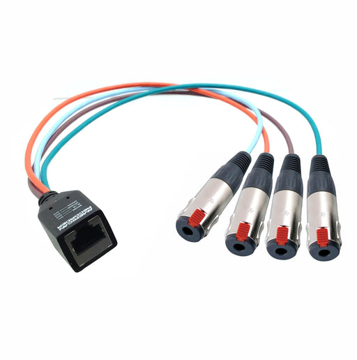 RJ45 Female to 4 each TRS Female Breakout Adapter - AMERICAN RECORDER TECHNOLOGIES, INC.