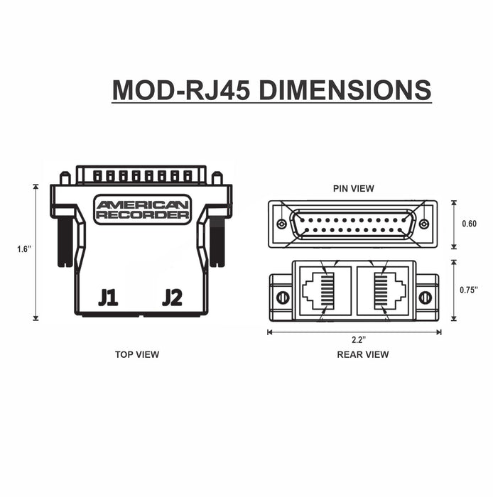 DB25 to Dual RJ45 Adapter with YAMAHA DIGITAL Pinout - AMERICAN RECORDER TECHNOLOGIES, INC.